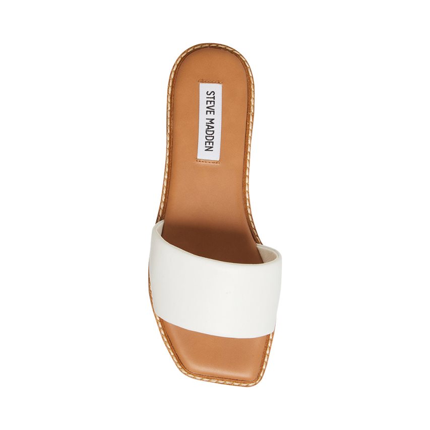 Sandalias de Diapositivas Steve Madden ra Cuero Mujer Blancas | ES DF210E